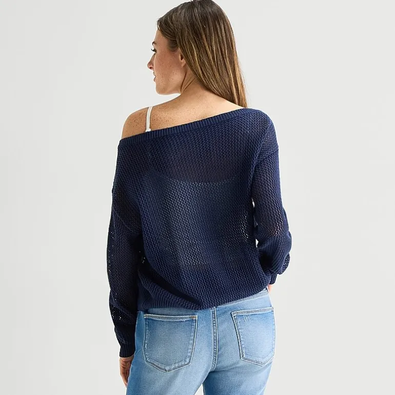 Forever 21 Juniors Womens Asymmetrical Neck Long Sleeve Pullover Sweater