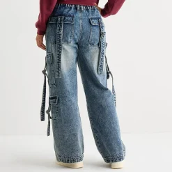 Forever 21 Juniors Womens Low Rise Loose Fit Cargo Jean