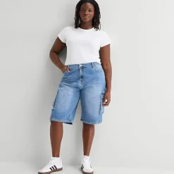 Forever 21 Womens High Rise Juniors Plus Cargo Short