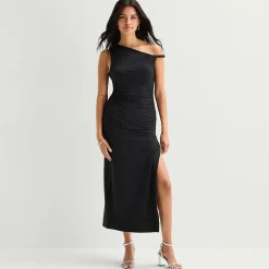 Forever 21 Womens Juniors Asymmetrical Neck Sleeveless Bodycon Dress