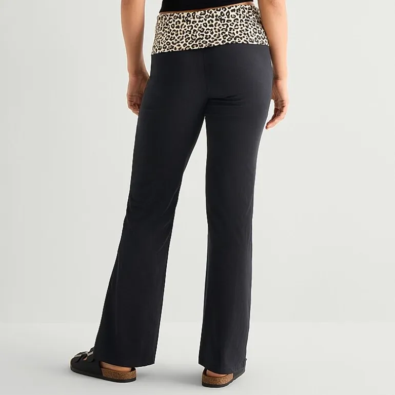 Forever 21 Womens Juniors Flare Mid Rise Pull-On Pant