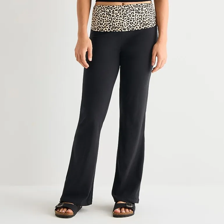 Forever 21 Womens Juniors Flare Mid Rise Pull-On Pant
