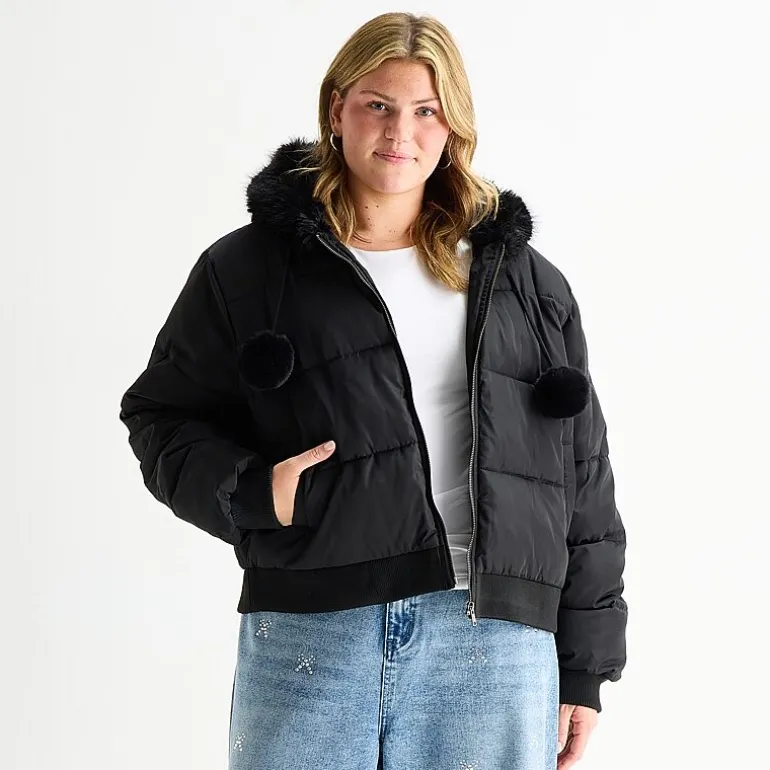 Forever 21 Womens Juniors Plus Heavyweight Puffer Jacket