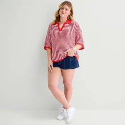 Forever 21 Womens Juniors Plus Short Sleeve Polo Shirt