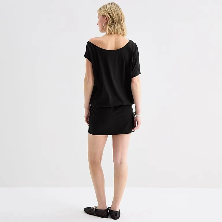 Forever 21 Womens Juniors Short Sleeve Off the Shoulder Bodycon Dress