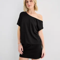 Forever 21 Womens Juniors Short Sleeve Off the Shoulder Bodycon Dress