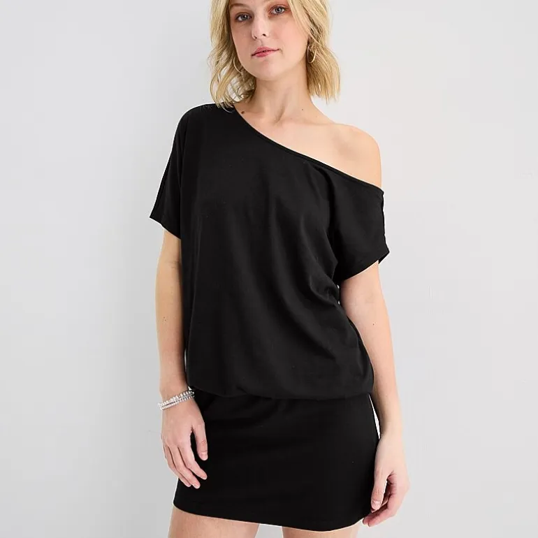 Forever 21 Womens Juniors Short Sleeve Off the Shoulder Bodycon Dress