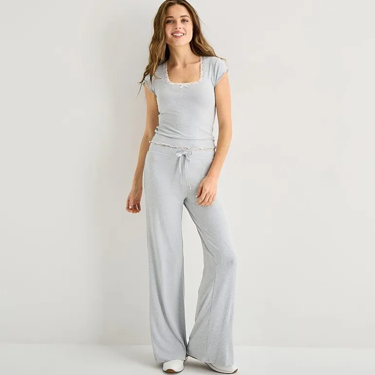 Forever 21 Womens Juniors Wide Leg Mid Rise Sweatpant