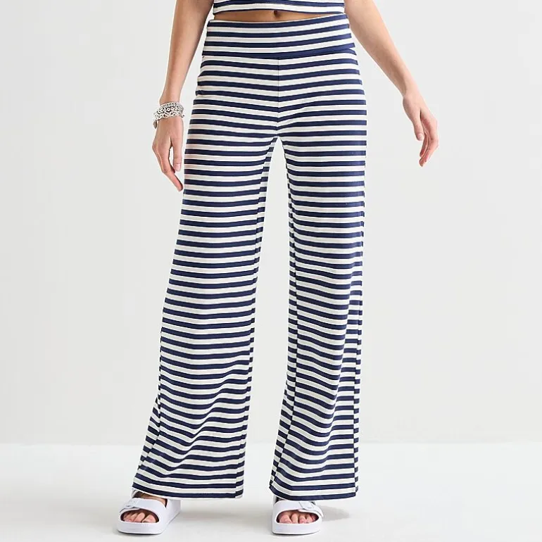 Forever 21 Womens Juniors Wide Leg Mid Rise Pull-On Pant