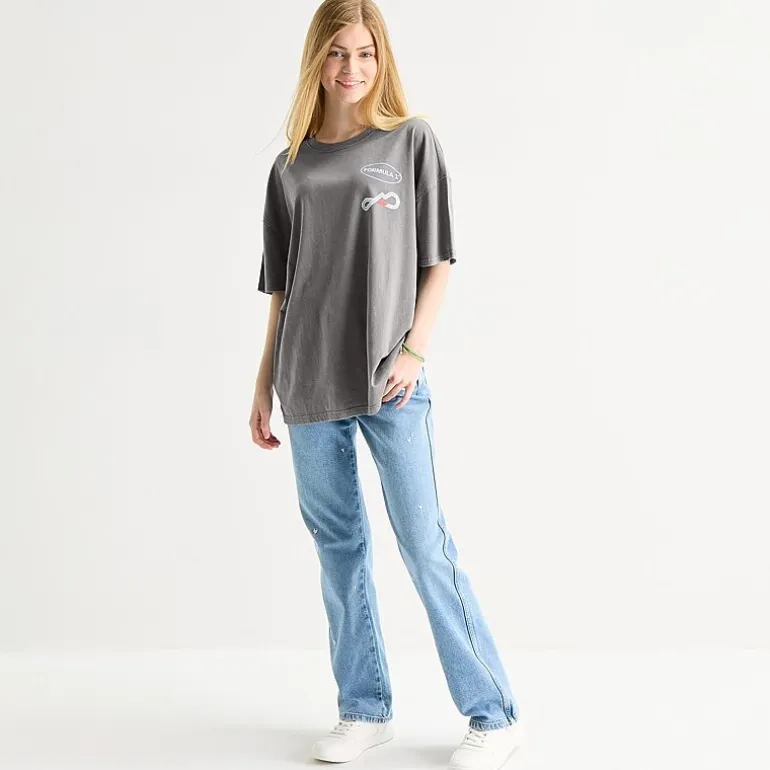 Formula 1 Womens Juniors Crew Neck Short Sleeve Oversized Graphic T-Shirt