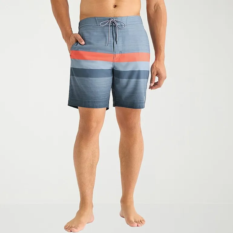 Free Country Seabreeze Stripe Mens 8" Striped Swim Trunks