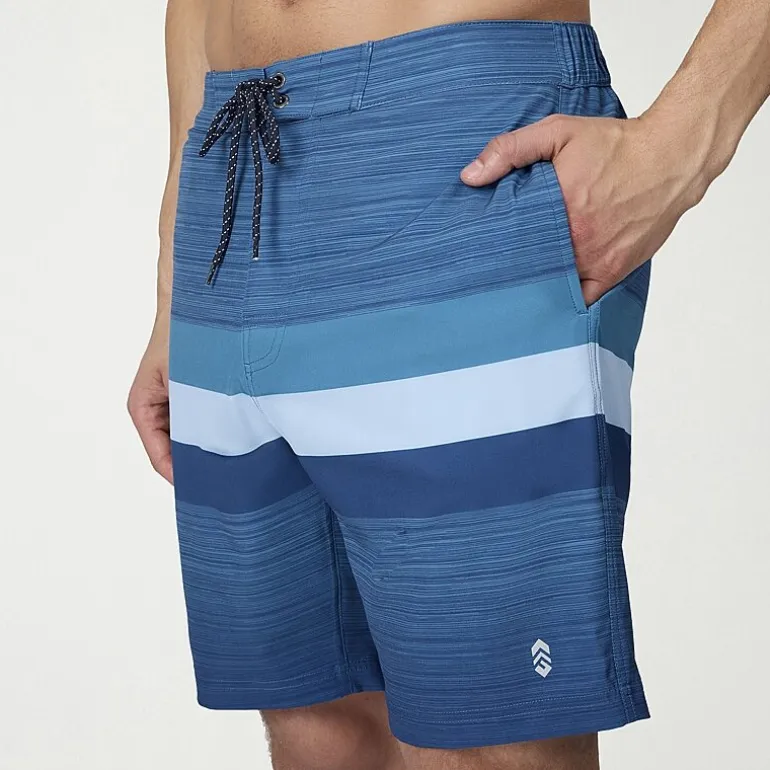 Free Country Seabreeze Stripe Mens 8" Striped Swim Trunks