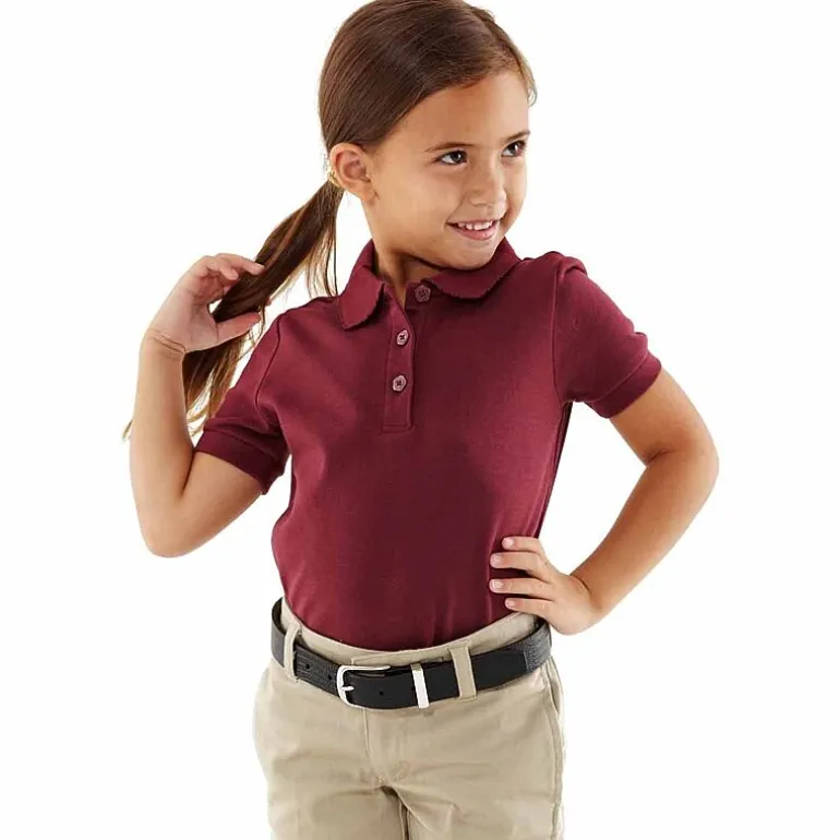 French Toast Big Kid Girls Short Sleeve Regular Fit Polo Shirt