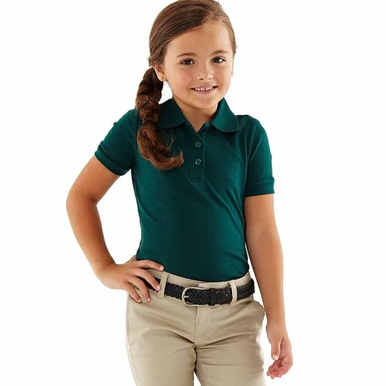 French Toast Big Kid Girls Short Sleeve Regular Fit Polo Shirt