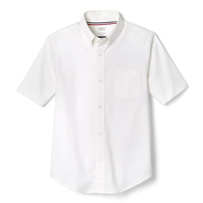 French Toast Little & Big Kid Boys Wrinkle Resistant Button Down Collar Short Sleeve Dress Shirt
