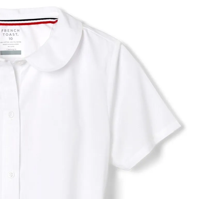 French Toast Little & Big Kid Girls Short Sleeve Fitted Regular Fit Button-Down Shirt