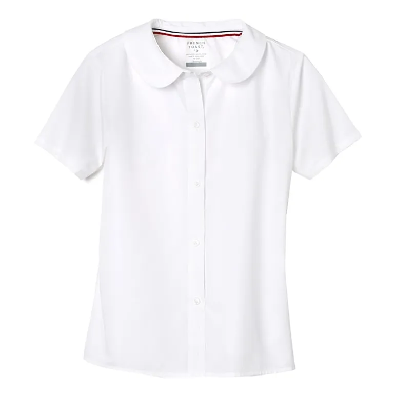 French Toast Little & Big Kid Girls Short Sleeve Fitted Regular Fit Button-Down Shirt