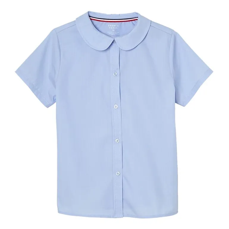 French Toast Little & Big Kid Girls Short Sleeve Fitted Regular Fit Button-Down Shirt