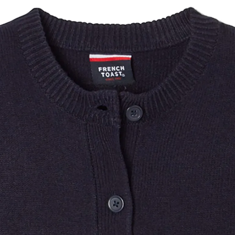French Toast Little & Big Kid Girls Crew Neck Long Sleeve Button Cardigan