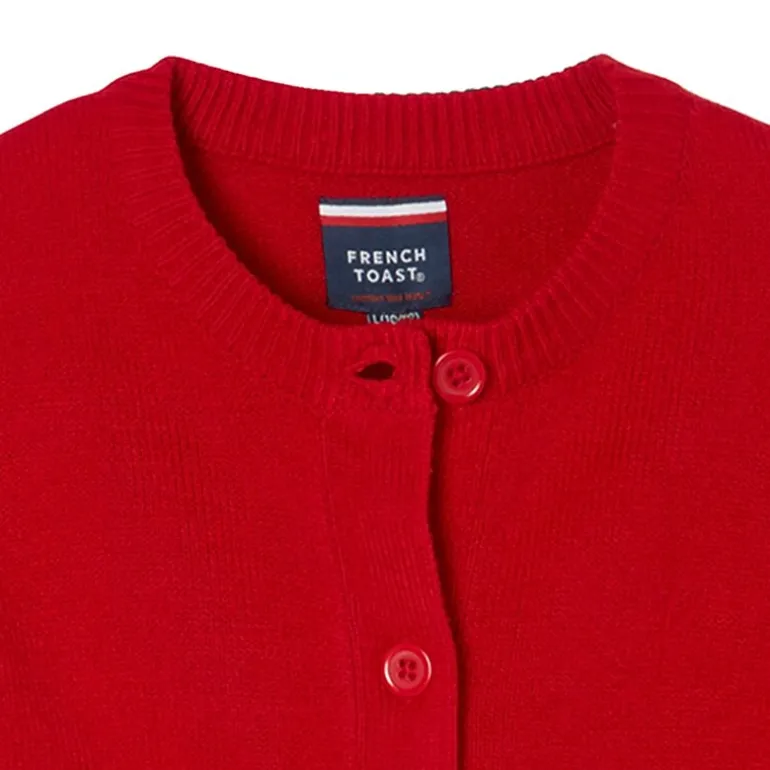 French Toast Little & Big Kid Girls Crew Neck Long Sleeve Button Cardigan