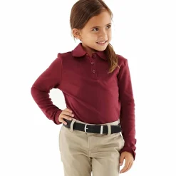 French Toast Little & Big Kid Girls Long Sleeve Regular Fit Polo Shirt