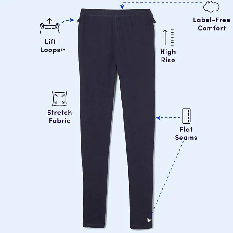 French Toast Little & Big Kid Girls Easy-on + Easy-off Sensory Friendly High Rise Full Length Leggings