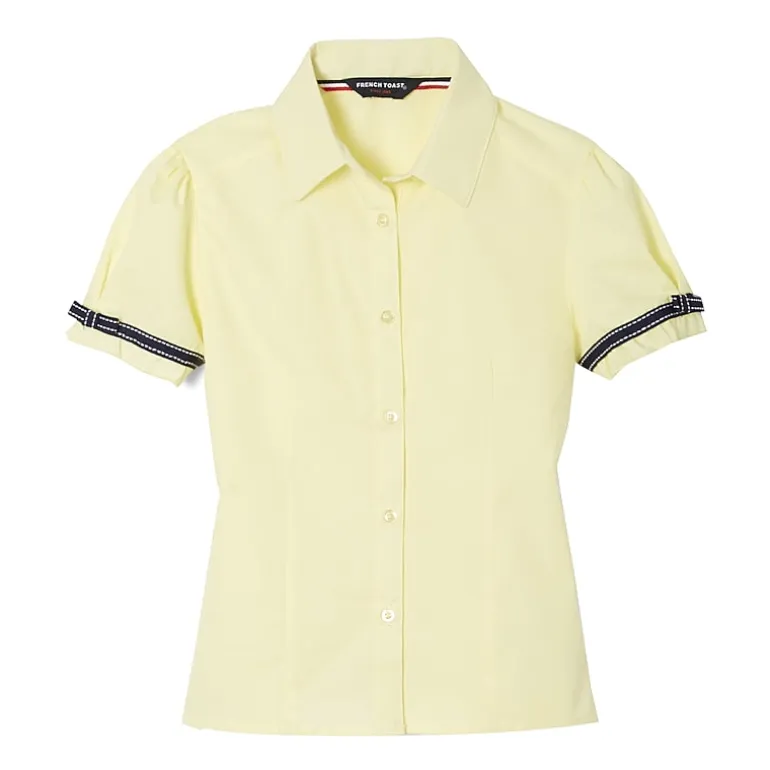 French Toast Little & Big Kid Girls Short Sleeve Embellished Blouse