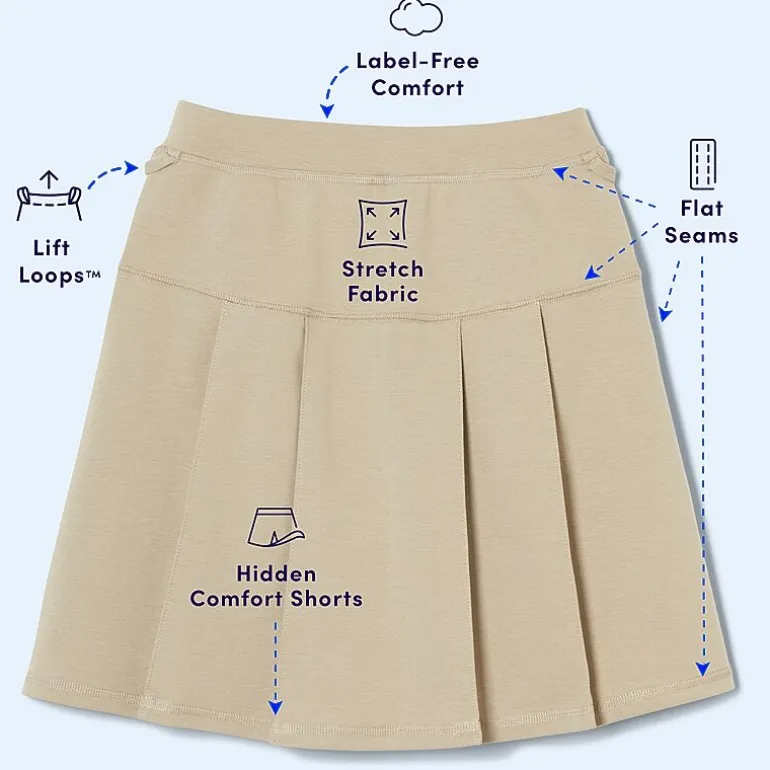 French Toast Little & Big Kid Girls Stretch Fabric Sensory Friendly High Rise Scooter Skirt