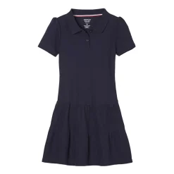 French Toast Little & Big Kid Girls Short Sleeve Fitted Midi Shirt Dress