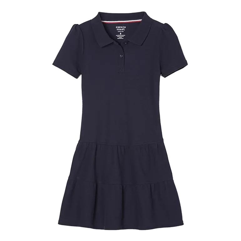 French Toast Little & Big Kid Girls Short Sleeve Fitted Midi Shirt Dress
