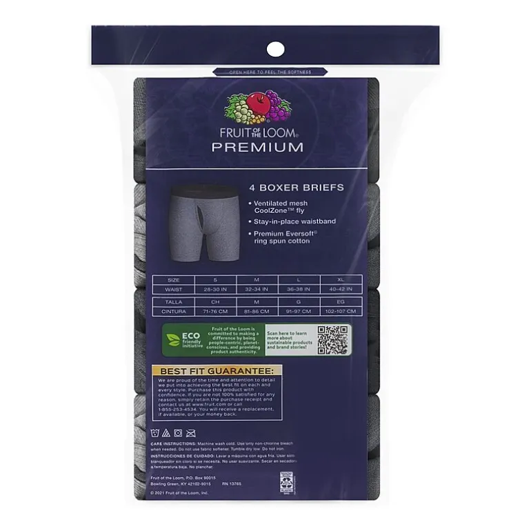 Fruit of the Loom Cool Zone Fly Mens 4 Pack Boxer Briefs Jc4bl7c