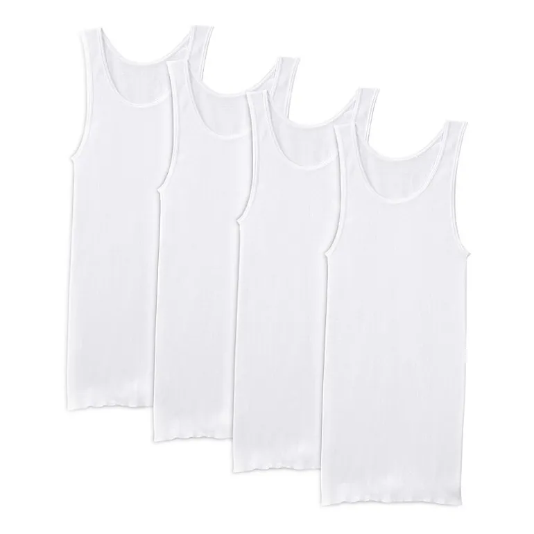Fruit of the Loom Premium Cotton Mens Round Neck Sleeveless 4 Pack Tank