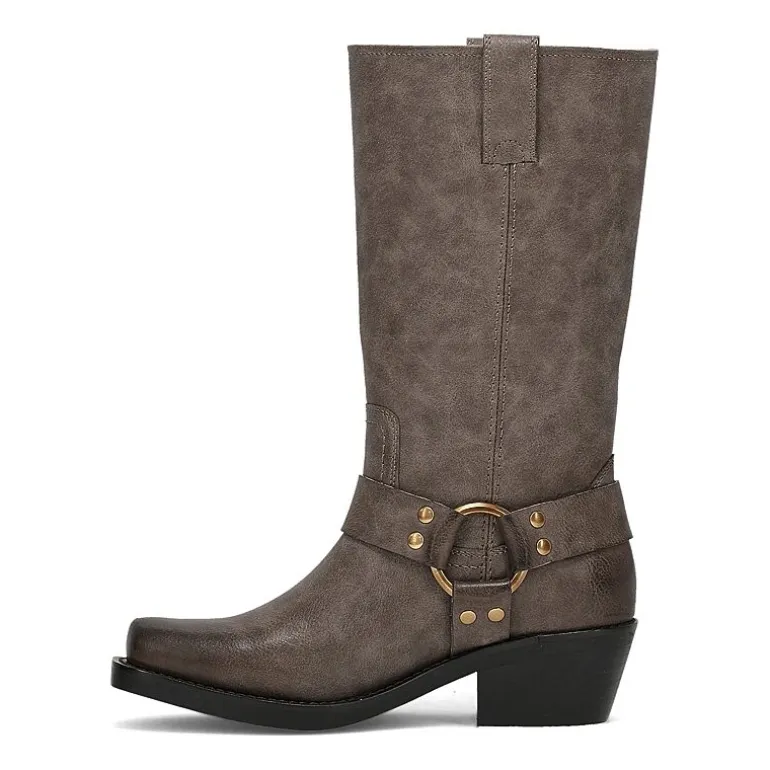 Frye and Co. Womens Lorrie Stacked Heel Motorcycle Boots
