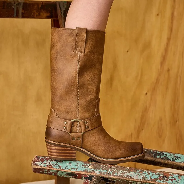 Frye and Co. Womens Lorrie Stacked Heel Motorcycle Boots