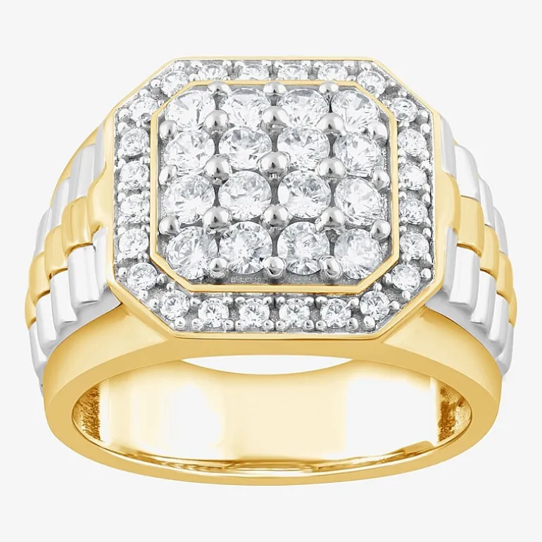 (F,Si2) Mens 1 1/2 CT. T.W. Lab Grown Diamond 10K Two Tone Gold Fashion Ring