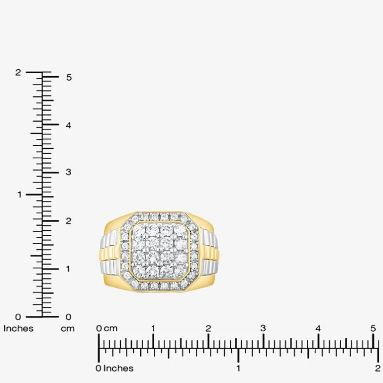 (F,Si2) Mens 1 1/2 CT. T.W. Lab Grown Diamond 10K Two Tone Gold Fashion Ring