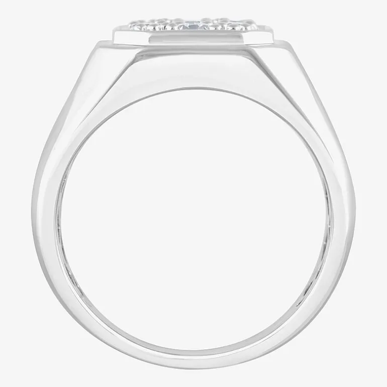 F, Si2 Mens 1 1/2 CT. T.W. Lab Grown White Diamond Sterling Silver Cluster Fashion Ring