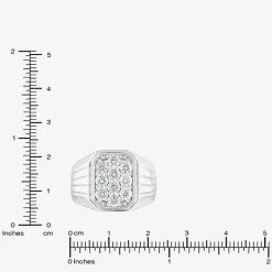 F, Si2 Mens 1 1/2 CT. T.W. Lab Grown White Diamond Sterling Silver Cluster Fashion Ring