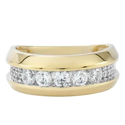 (F / Si2) Mens 1 1/2 CT. T.W. Lab Grown White Diamond 14K Gold Over Silver Wedding Band