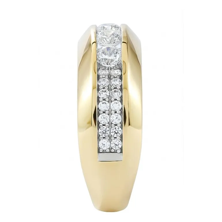 (F / Si2) Mens 1 1/2 CT. T.W. Lab Grown White Diamond 14K Gold Over Silver Wedding Band
