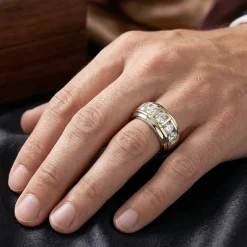 (F / Si2) Mens 2 CT. T.W. Lab Grown White Diamond 14K Gold Over Silver Wedding Band