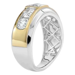 (F / Si2) Mens 2 CT. T.W. Lab Grown White Diamond 14K Gold Over Silver Wedding Band