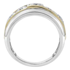 (F / Si2) Mens 2 CT. T.W. Lab Grown White Diamond 14K Gold Over Silver Wedding Band