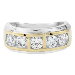 (F / Si2) Mens 2 CT. T.W. Lab Grown White Diamond 14K Gold Over Silver Wedding Band