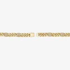 (F, Si2) Mens 14K Gold Over Stainless Steel Stainless Steel 8 1/2 Inch Solid Curb Chain Bracelet