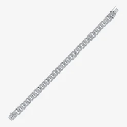 (F / Si2) Mens Sterling Silver 8 1/2 Inch Semisolid Curb Chain Bracelet