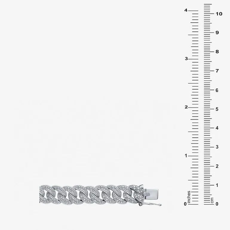 (F / Si2) Mens Sterling Silver 8 1/2 Inch Semisolid Curb Chain Bracelet