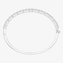 (F, Si1-Si2) Womens 5 CT. T.W. Lab Grown White Diamond Sterling Silver Round Bangle Bracelet