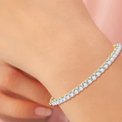 (F, Si1-Si2) Womens 5 CT. T.W. Lab Grown White Diamond Sterling Silver Round Bangle Bracelet