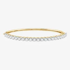 (F, Si1-Si2) Womens 5 CT. T.W. Lab Grown White Diamond Sterling Silver Round Bangle Bracelet